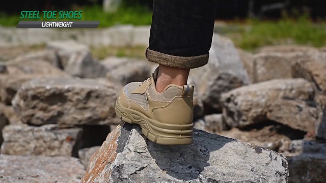 SA✩TO GUSAYEX Steel Toe Shoes for Men Lightweight Work Shoes